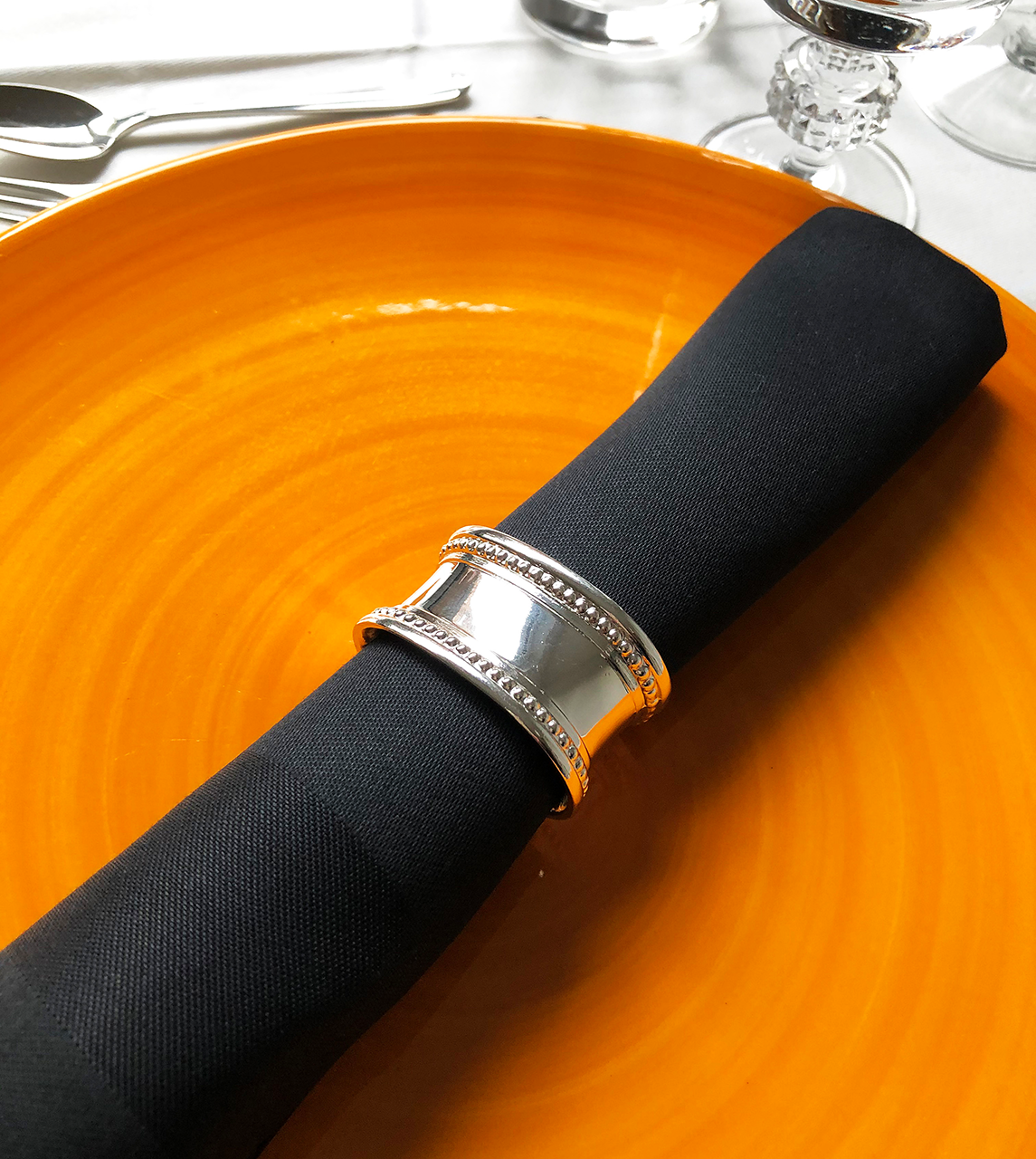 Cloth napkins black  with satin band