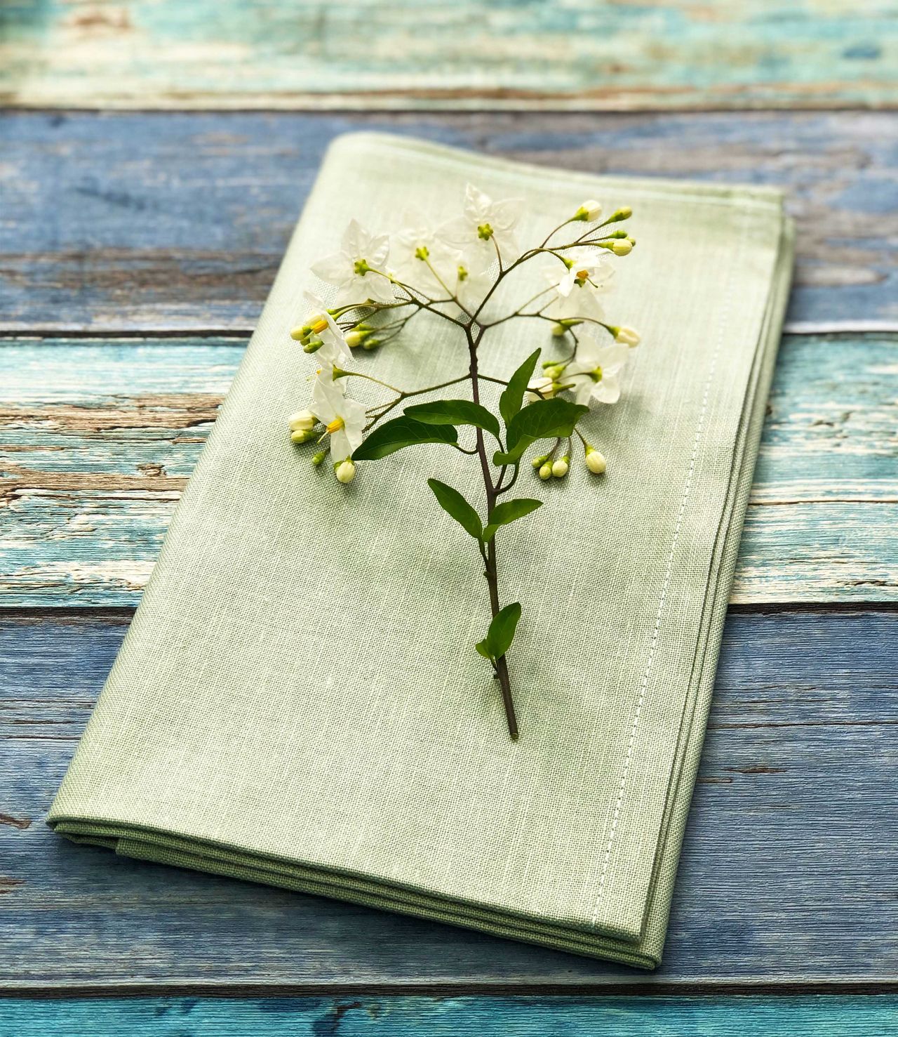 6 half-linen napkins, light green, 50x50