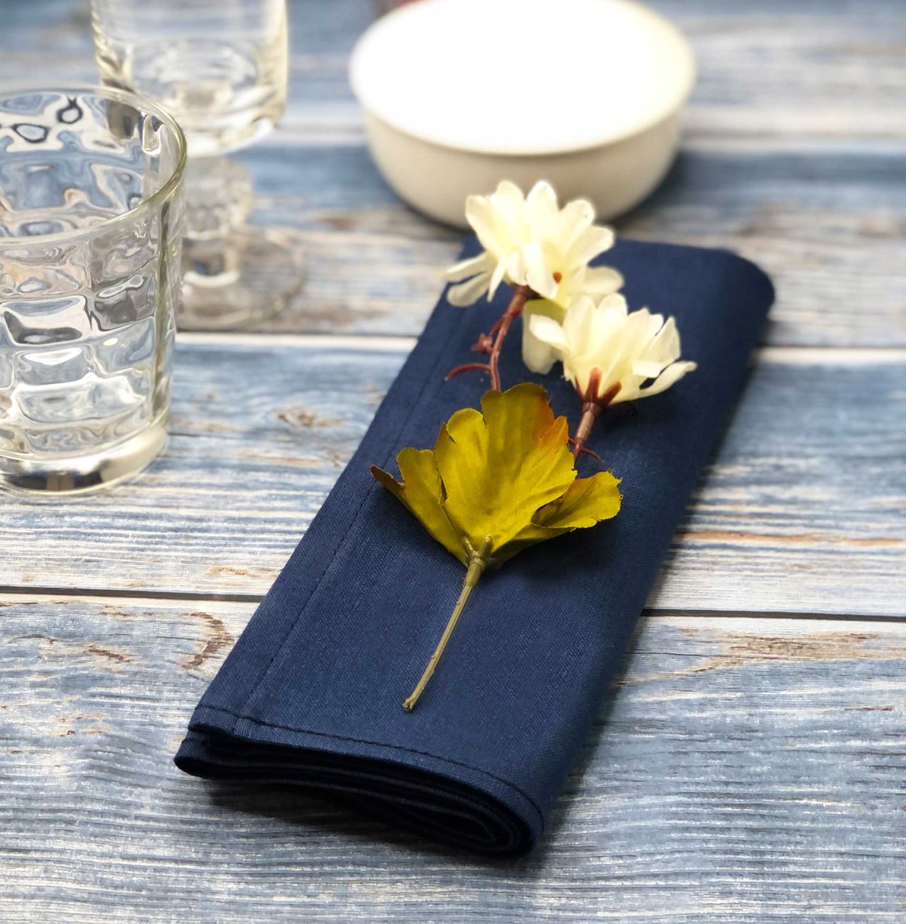 6 half-linen napkins, dark blue, 50x50