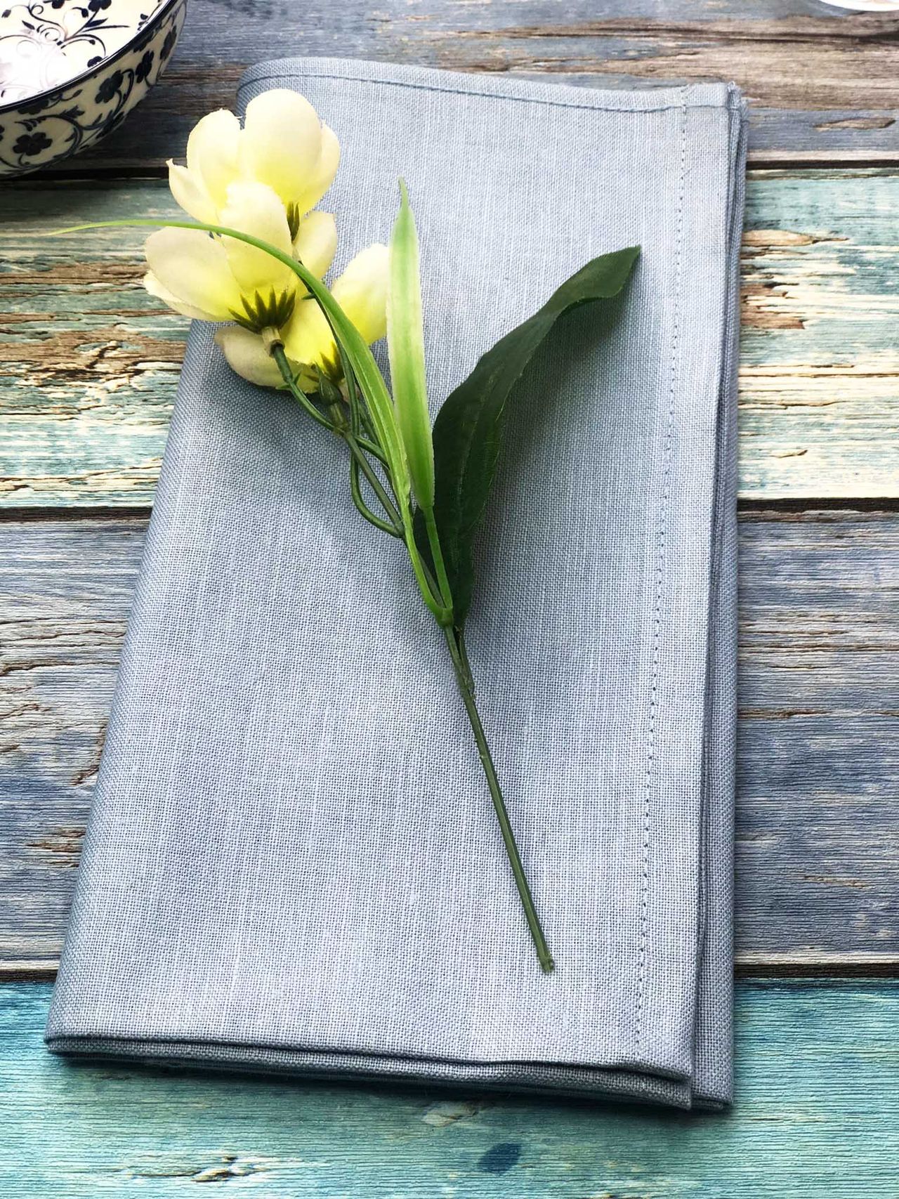 6 half-linen napkins, light blue, 50x50