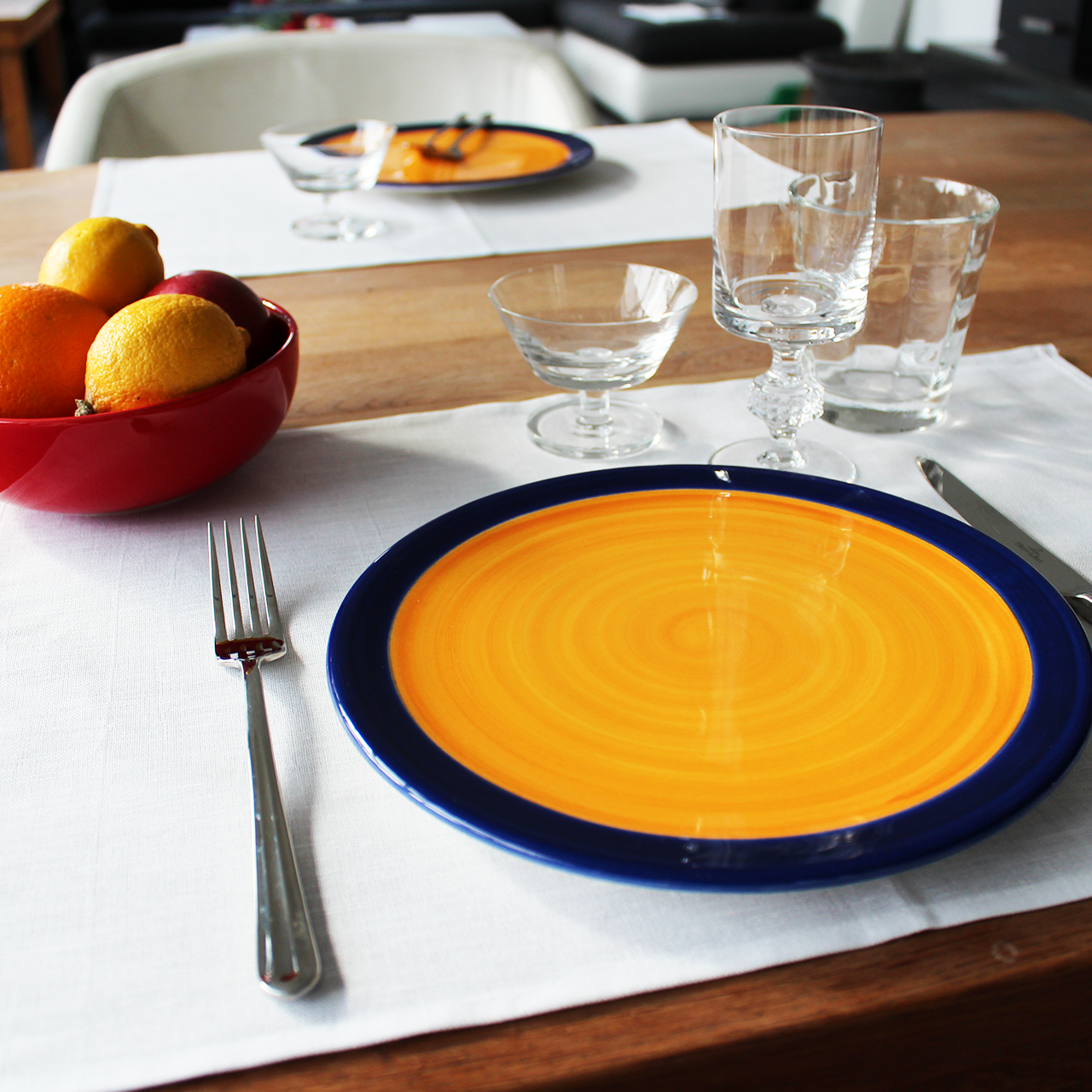 Half-linen placemats white